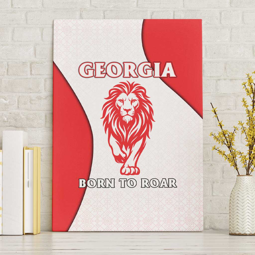 Georgia Flag Canvas Wall Art with Born to Roar with Red Lion and National Symbols - Wonder Print Shop