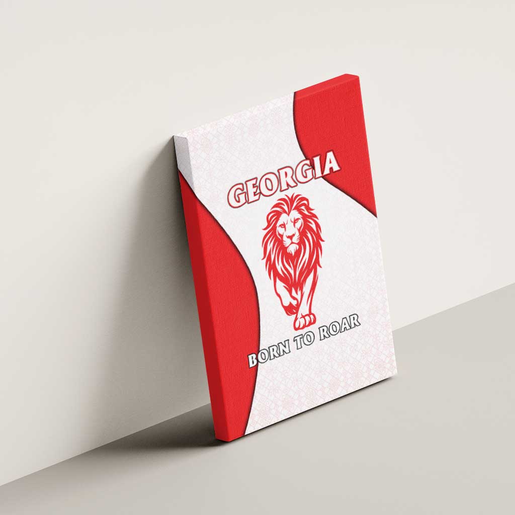 Georgia Flag Canvas Wall Art with Born to Roar with Red Lion and National Symbols - Wonder Print Shop