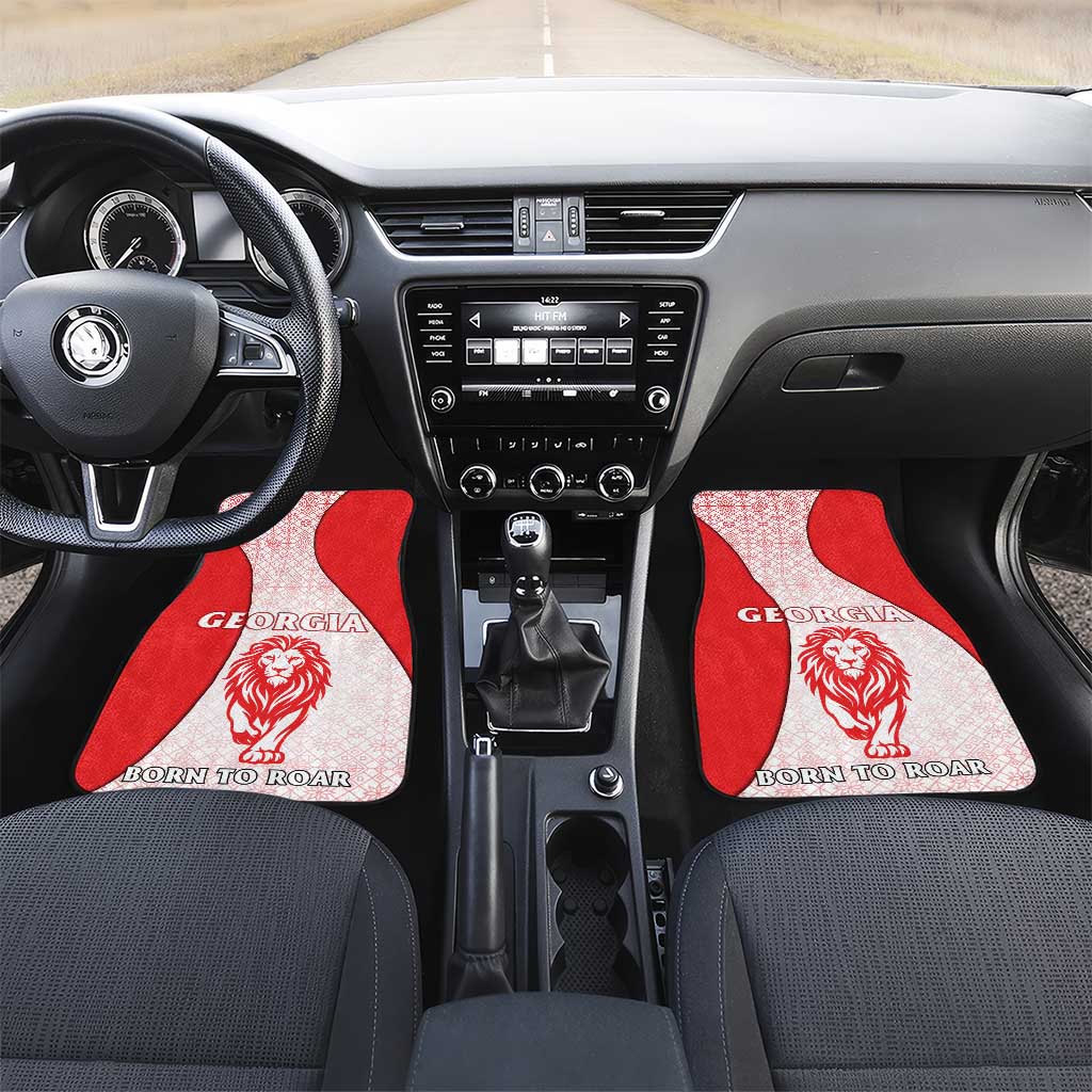 Georgia Flag Car Mats with Born to Roar with Red Lion and National Symbols - Wonder Print Shop