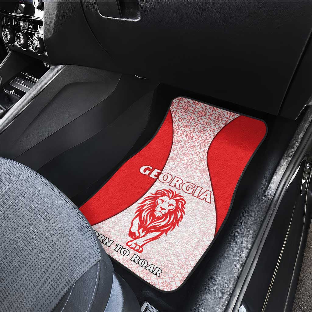 Georgia Flag Car Mats with Born to Roar with Red Lion and National Symbols - Wonder Print Shop