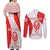Georgia Flag Couples Matching Off Shoulder Maxi Dress and Long Sleeve Button Shirt with Born to Roar with Red Lion and National Symbols - Wonder Print Shop