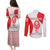 Georgia Flag Couples Matching Puletasi and Long Sleeve Button Shirt with Born to Roar with Red Lion and National Symbols - Wonder Print Shop