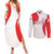 Georgia Flag Couples Matching Summer Maxi Dress and Long Sleeve Button Shirt with Born to Roar with Red Lion and National Symbols - Wonder Print Shop