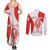 Georgia Flag Couples Matching Summer Maxi Dress and Long Sleeve Button Shirt with Born to Roar with Red Lion and National Symbols - Wonder Print Shop