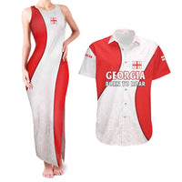 Georgia Flag Couples Matching Tank Maxi Dress and Hawaiian Shirt with Born to Roar with Red Lion and National Symbols - Wonder Print Shop