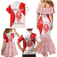 Georgia Flag Family Matching Mermaid Dress and Hawaiian Shirt with Born to Roar with Red Lion and National Symbols - Wonder Print Shop