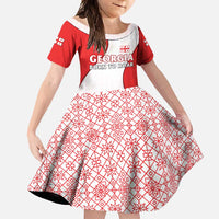 Georgia Flag Family Matching Off Shoulder Maxi Dress and Hawaiian Shirt with Born to Roar with Red Lion and National Symbols - Wonder Print Shop