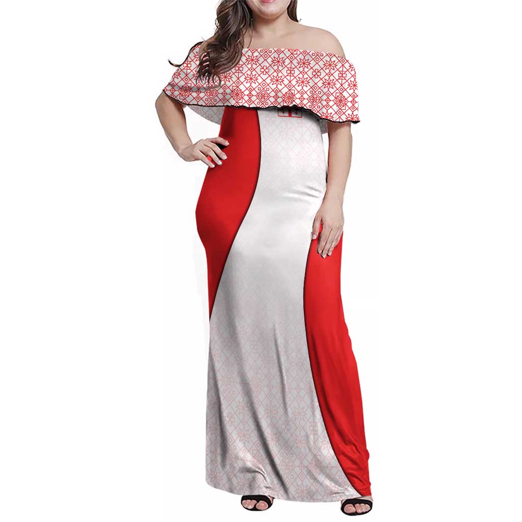 Georgia Flag Family Matching Off Shoulder Maxi Dress and Hawaiian Shirt with Born to Roar with Red Lion and National Symbols - Wonder Print Shop