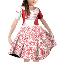 Georgia Flag Family Matching Off Shoulder Short Dress and Hawaiian Shirt with Born to Roar with Red Lion and National Symbols - Wonder Print Shop