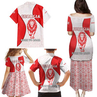 Georgia Flag Family Matching Puletasi and Hawaiian Shirt with Born to Roar with Red Lion and National Symbols - Wonder Print Shop