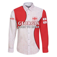 Georgia Flag Family Matching Puletasi and Hawaiian Shirt with Born to Roar with Red Lion and National Symbols - Wonder Print Shop