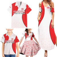 Georgia Flag Family Matching Summer Maxi Dress and Hawaiian Shirt with Born to Roar with Red Lion and National Symbols - Wonder Print Shop