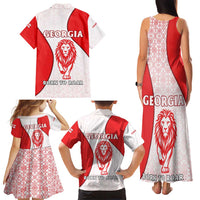 Georgia Flag Family Matching Tank Maxi Dress and Hawaiian Shirt with Born to Roar with Red Lion and National Symbols - Wonder Print Shop