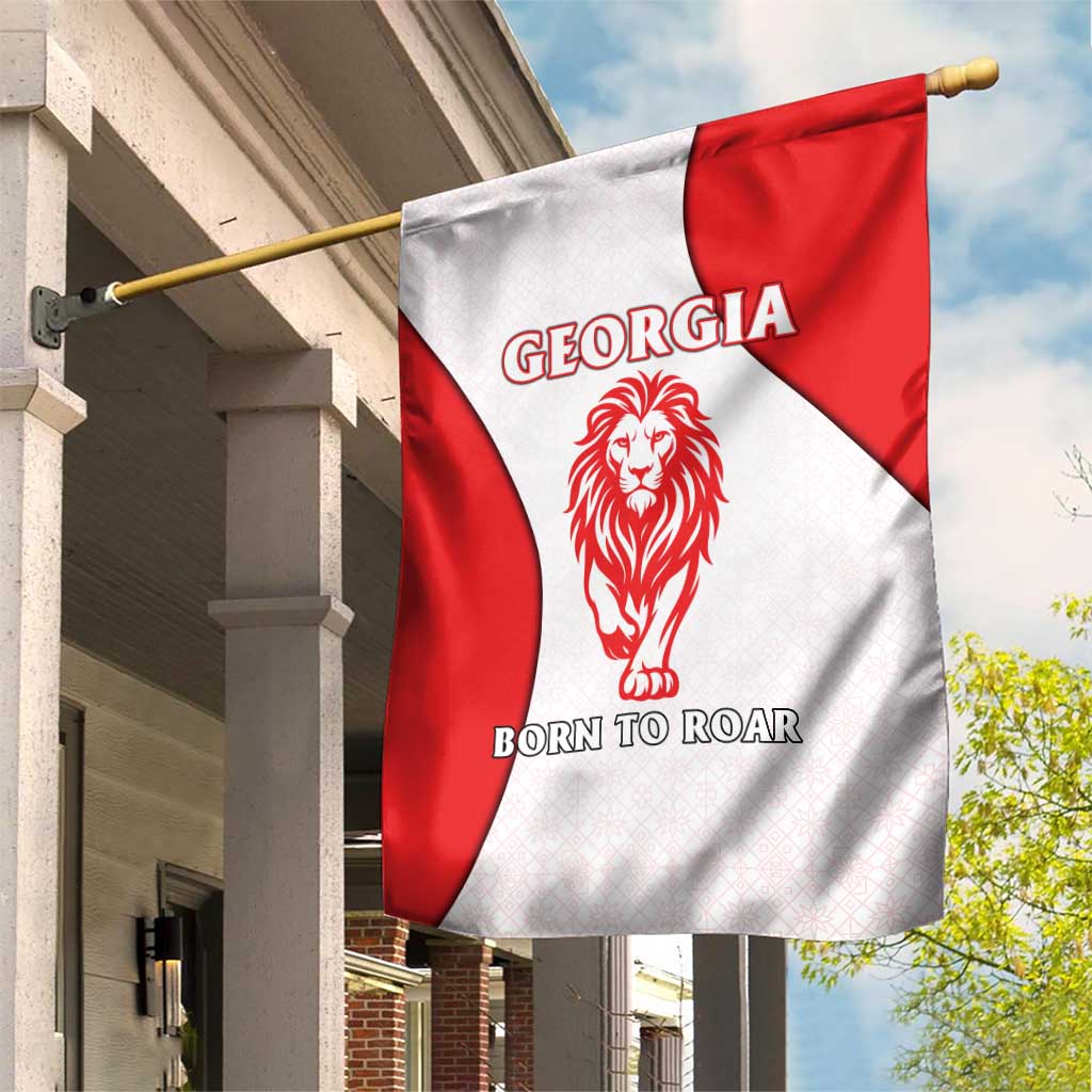 Georgia Flag Garden Flag with Born to Roar with Red Lion and National Symbols - Wonder Print Shop