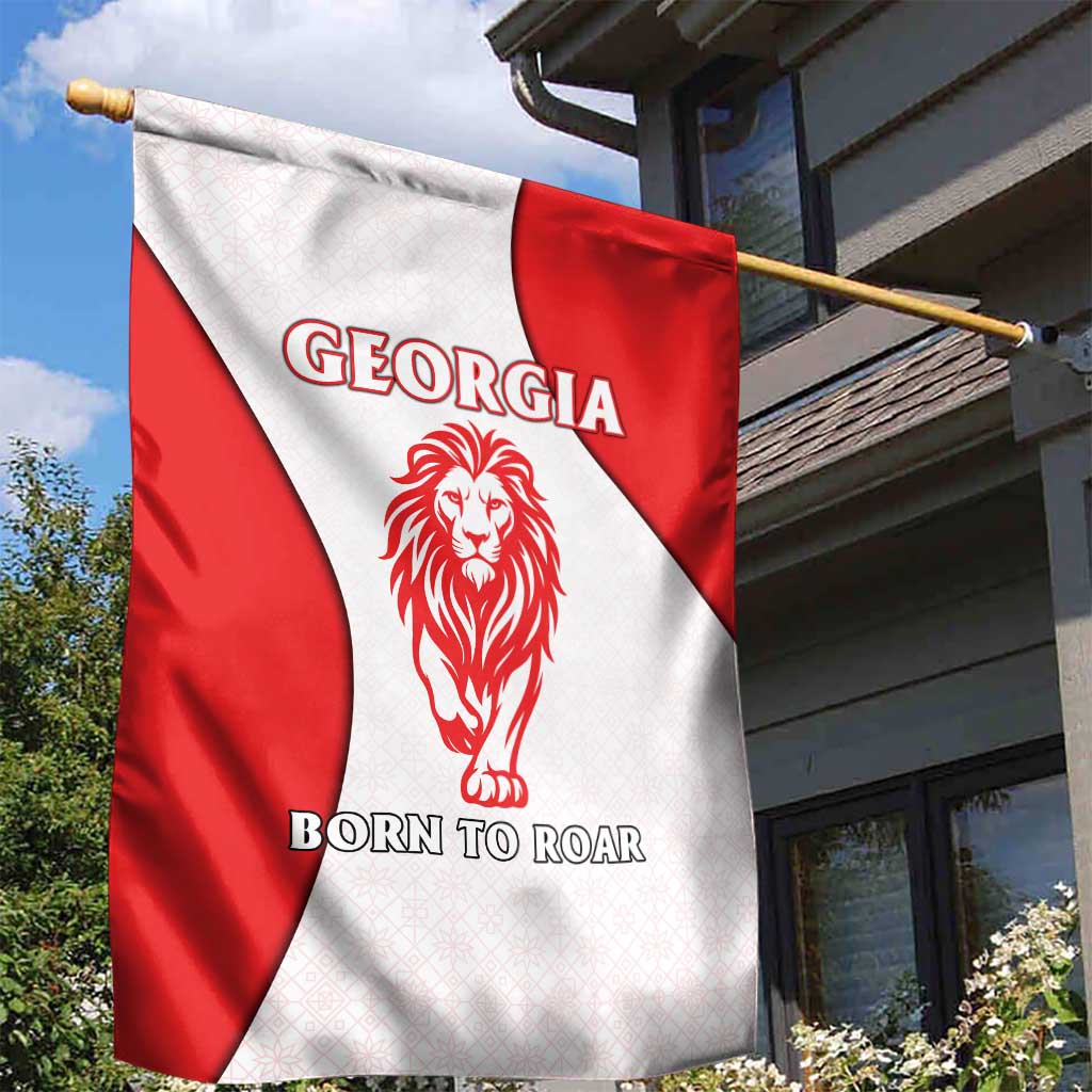 Georgia Flag Garden Flag with Born to Roar with Red Lion and National Symbols - Wonder Print Shop