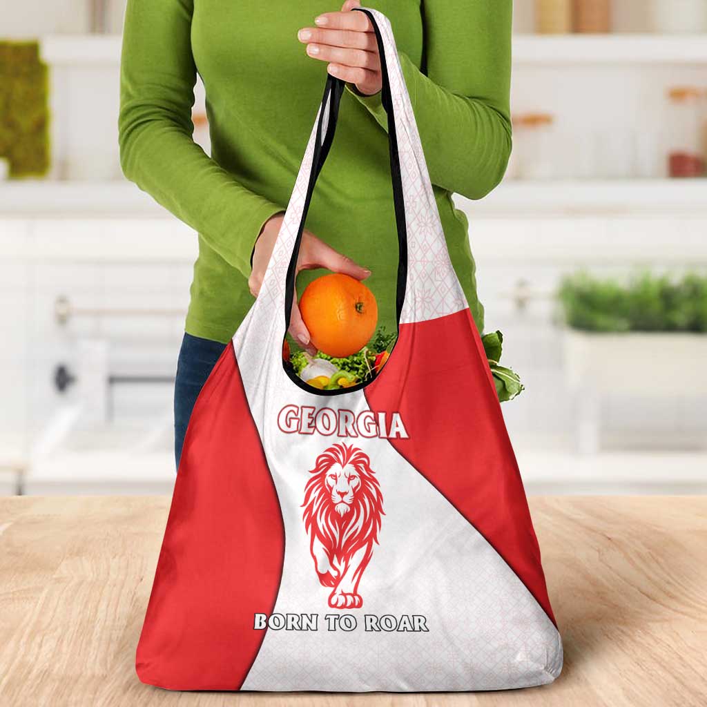 Georgia Flag Grocery Bag with Born to Roar with Red Lion and National Symbols - Wonder Print Shop