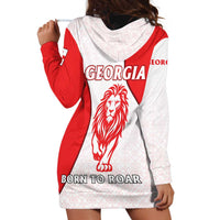 Georgia Flag Hoodie Dress with Born to Roar with Red Lion and National Symbols - Wonder Print Shop