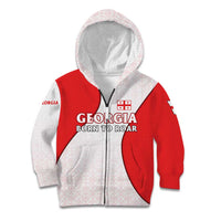 Georgia Flag Kid Hoodie with Born to Roar with Red Lion and National Symbols - Wonder Print Shop
