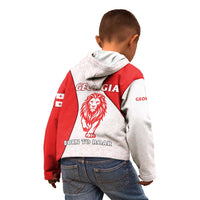 Georgia Flag Kid Hoodie with Born to Roar with Red Lion and National Symbols - Wonder Print Shop