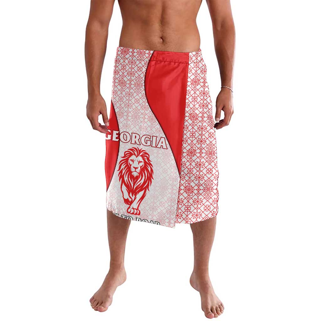 Georgia Flag Lavalava with Born to Roar with Red Lion and National Symbols - Wonder Print Shop