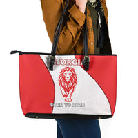 Georgia Flag Leather Tote Bag with Born to Roar with Red Lion and National Symbols - Wonder Print Shop