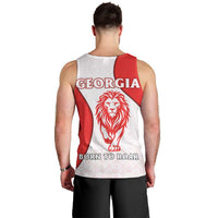 Georgia Flag Men Tank Top with Born to Roar with Red Lion and National Symbols - Wonder Print Shop