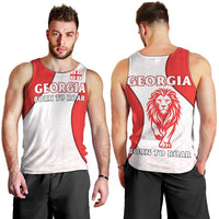 Georgia Flag Men Tank Top with Born to Roar with Red Lion and National Symbols - Wonder Print Shop