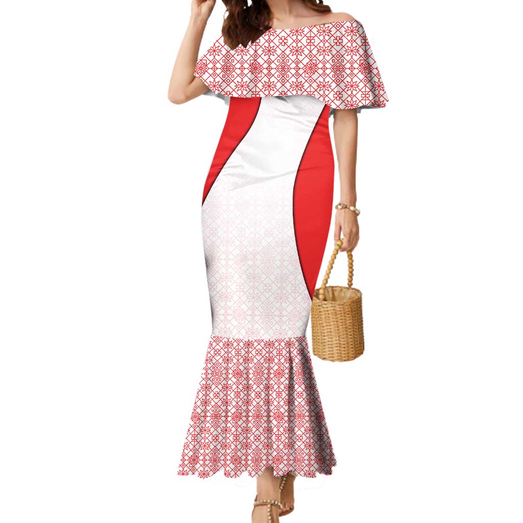 Georgia Flag Mermaid Dress with Born to Roar with Red Lion and National Symbols - Wonder Print Shop