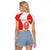 Georgia Flag Raglan Cropped T Shirt with Born to Roar with Red Lion and National Symbols - Wonder Print Shop