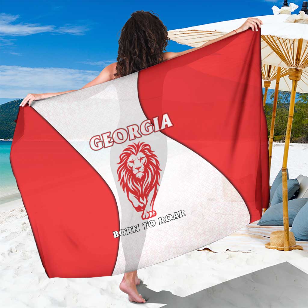 Georgia Flag Sarong with Born to Roar with Red Lion and National Symbols - Wonder Print Shop