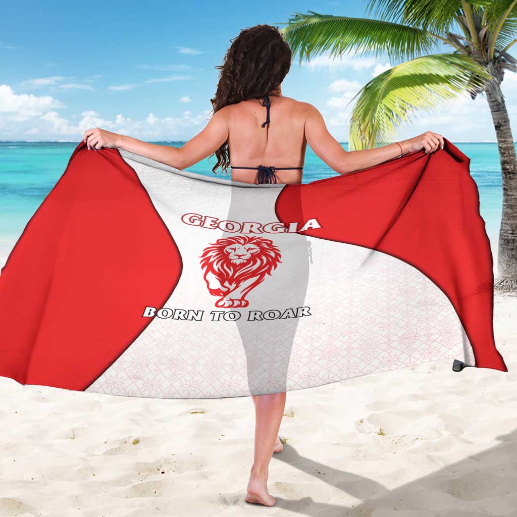 Georgia Flag Sarong with Born to Roar with Red Lion and National Symbols - Wonder Print Shop