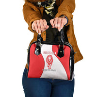 Georgia Flag Shoulder Handbag with Born to Roar with Red Lion and National Symbols - Wonder Print Shop