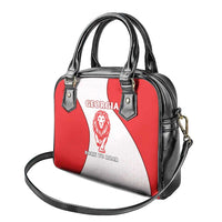 Georgia Flag Shoulder Handbag with Born to Roar with Red Lion and National Symbols - Wonder Print Shop