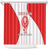 Georgia Flag Shower Curtain with Born to Roar with Red Lion and National Symbols - Wonder Print Shop