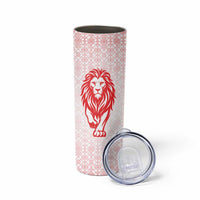 Georgia Flag Skinny Tumbler with Born to Roar with Red Lion and National Symbols - Wonder Print Shop