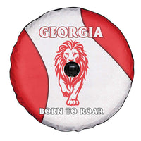 Georgia Flag Spare Tire Cover with Born to Roar with Red Lion and National Symbols - Wonder Print Shop