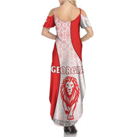 Georgia Flag Summer Maxi Dress with Born to Roar with Red Lion and National Symbols - Wonder Print Shop