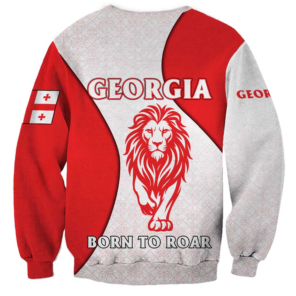 Georgia Flag Sweatshirt with Born to Roar with Red Lion and National Symbols - Wonder Print Shop