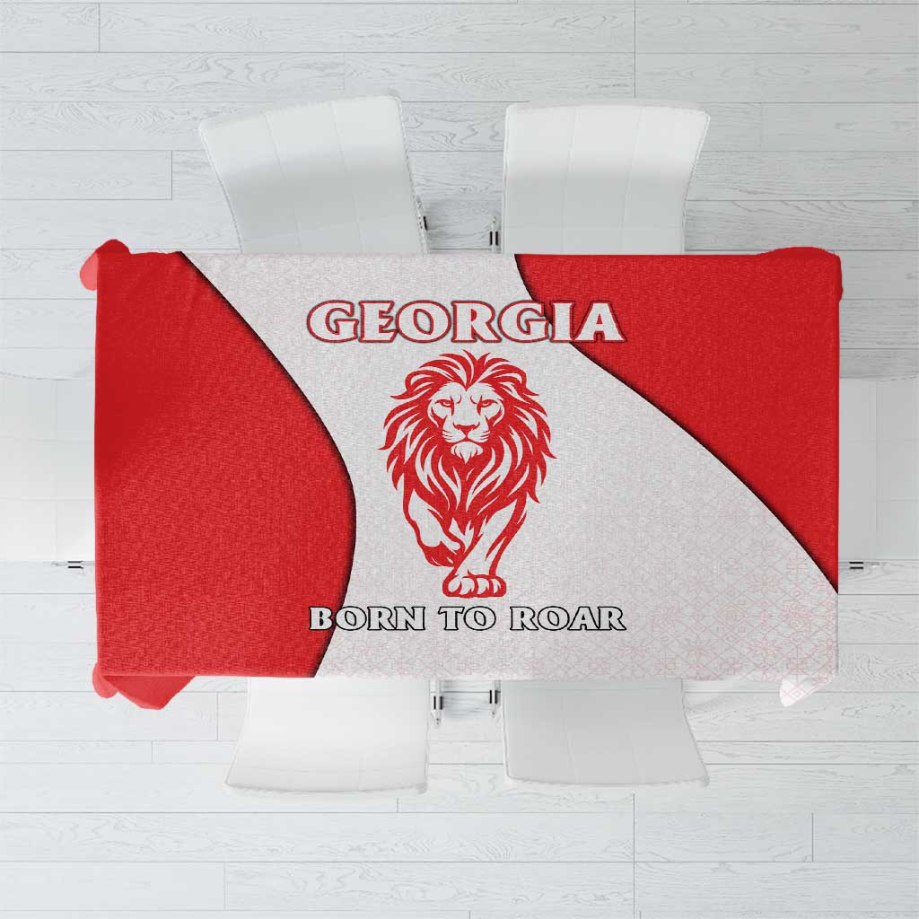 Georgia Flag Tablecloth with Born to Roar with Red Lion and National Symbols - Wonder Print Shop