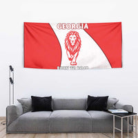Georgia Flag Tapestry with Born to Roar with Red Lion and National Symbols - Wonder Print Shop