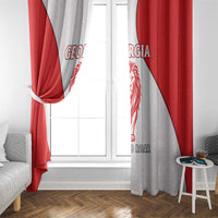 Georgia Flag Window Curtain with Born to Roar with Red Lion and National Symbols - Wonder Print Shop