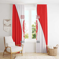 Georgia Flag Window Curtain with Born to Roar with Red Lion and National Symbols - Wonder Print Shop