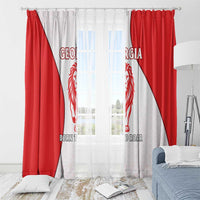 Georgia Flag Window Curtain with Born to Roar with Red Lion and National Symbols - Wonder Print Shop