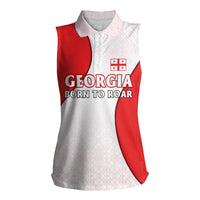 Georgia Flag Women Sleeveless Polo Shirt with Born to Roar with Red Lion and National Symbols - Wonder Print Shop