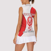 Georgia Flag Women Sleeveless Polo Shirt with Born to Roar with Red Lion and National Symbols - Wonder Print Shop
