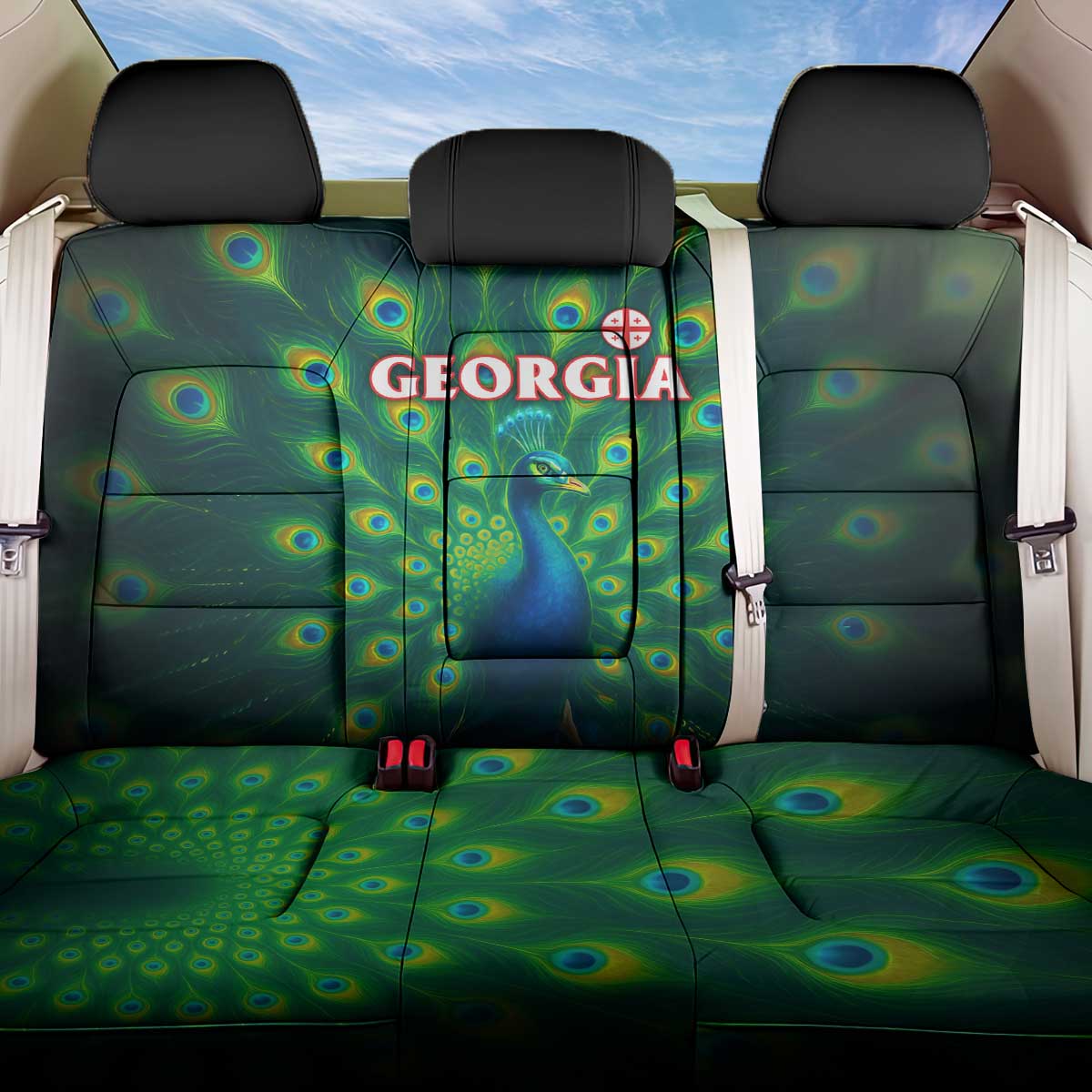 Georgia Peacock Back Car Seat Cover with Slay in Silence Shine Like a Peacock Design - Wonder Print Shop