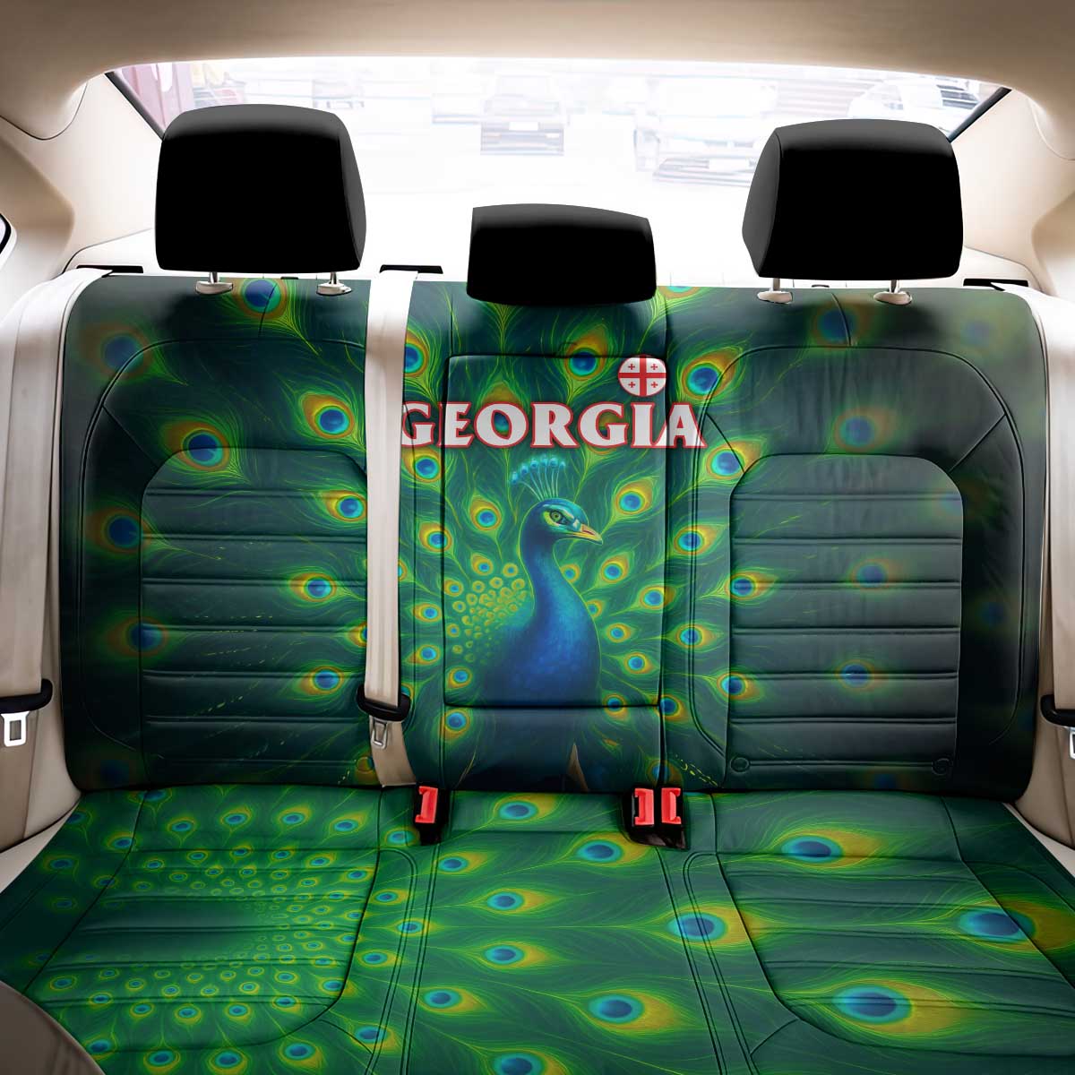 Georgia Peacock Back Car Seat Cover with Slay in Silence Shine Like a Peacock Design - Wonder Print Shop