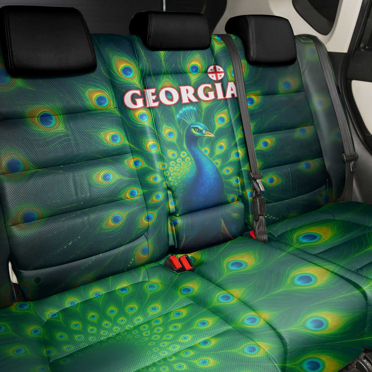 Georgia Peacock Back Car Seat Cover with Slay in Silence Shine Like a Peacock Design - Wonder Print Shop