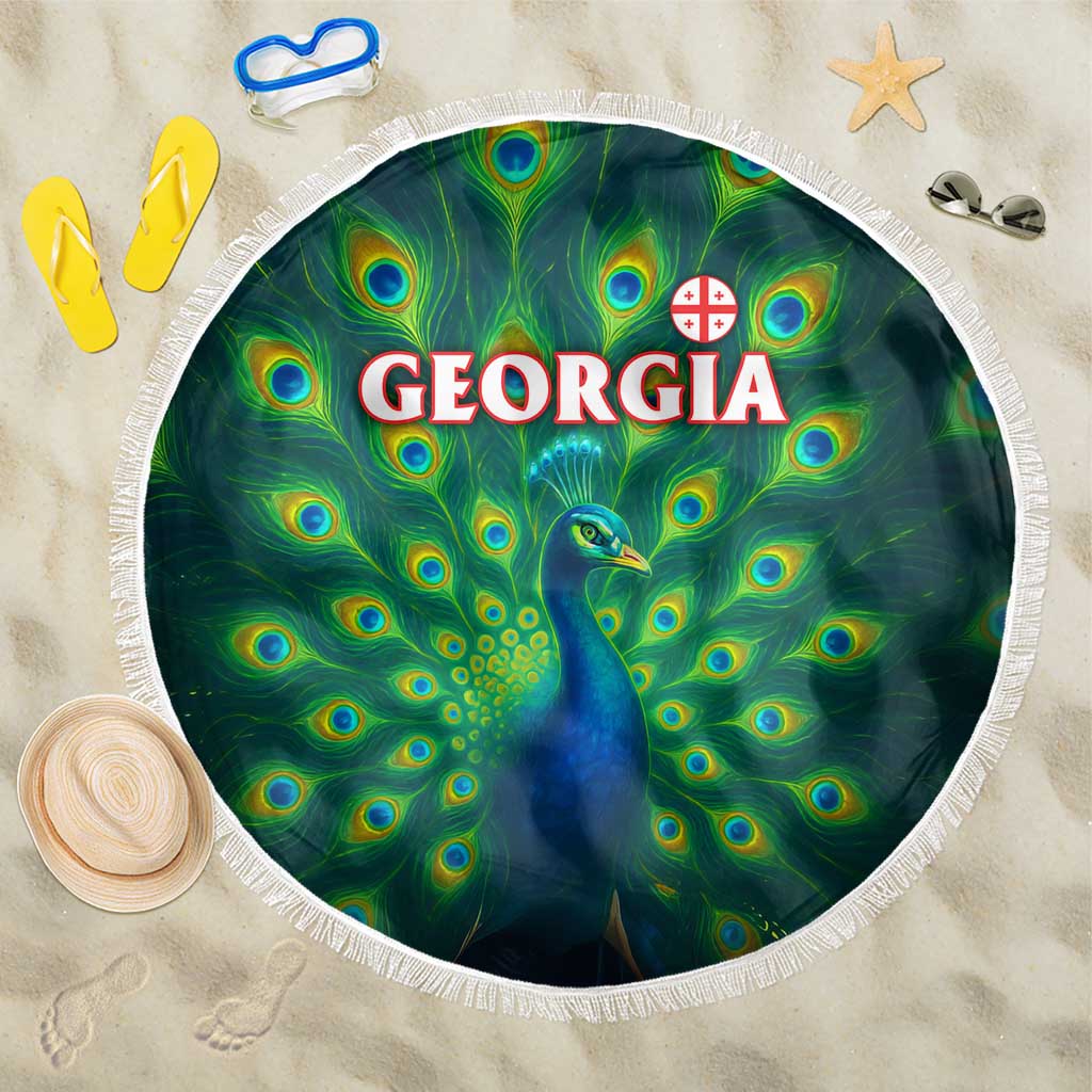Georgia Peacock Beach Blanket with Slay in Silence Shine Like a Peacock Design - Wonder Print Shop
