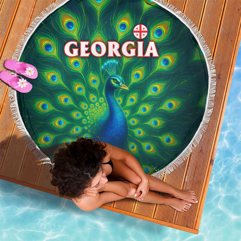 Georgia Peacock Beach Blanket with Slay in Silence Shine Like a Peacock Design - Wonder Print Shop
